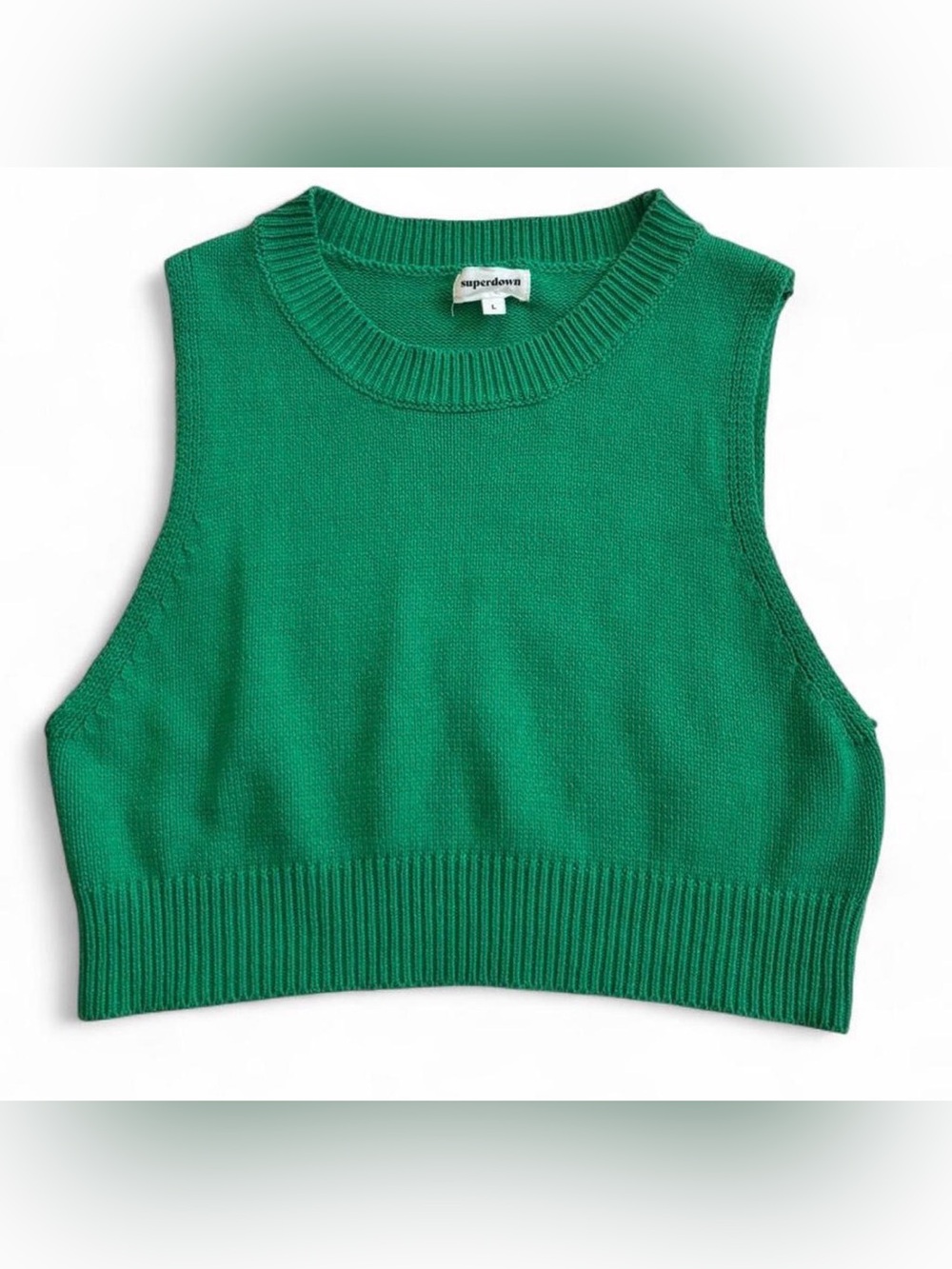 superdown Green Cropped Knit Sweater Vest Size L